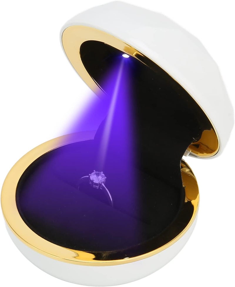 woobles Velvet Necklace Pendant Box,LED Light Pendant Necklace Gift Box,Ring Box with LED Light Exquisite Elegant Jewelry Display Gift Box for Wedding Proposal Engagement(white) - Image 1